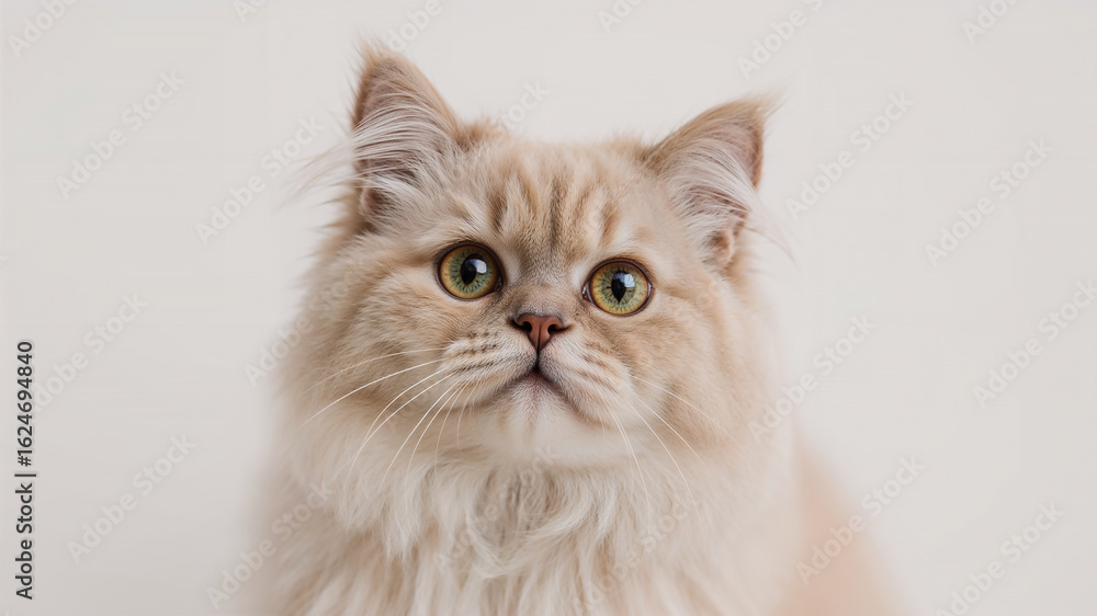 Fototapeta premium Adorable fluffy kitten posing on white background