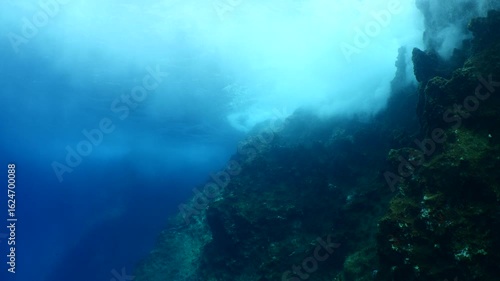 Wallpaper Mural water hit yocks and makes white foam ocean scenery underwater wavy sea Torontodigital.ca