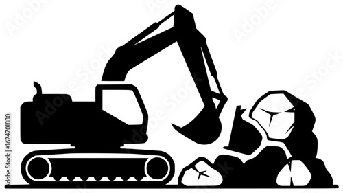 Excavator digging deep into the earth and moving heavy rocks lifting large trees clearing land for construction demolishing old buildings excavating minerals digging trenches for pipes removing snow 