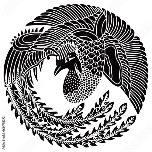 家紋です。飛び鳳凰の丸と言います。