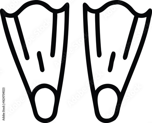 Dive Gear: A pair of streamlined fins, poised for an aquatic adventure, their contours suggesting the freedom of the deep blue sea and the thrill of exploration.