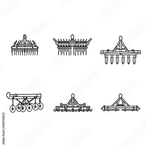 Traditional farming plough line art vector illustration.eps