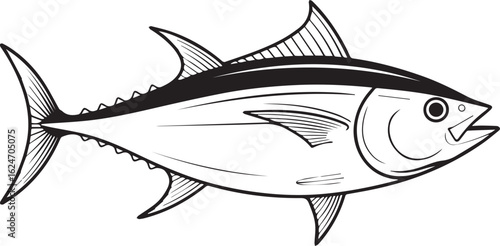 fresh tuna fish hand drawn vector isolated on white background for menu design, packaging and food industry