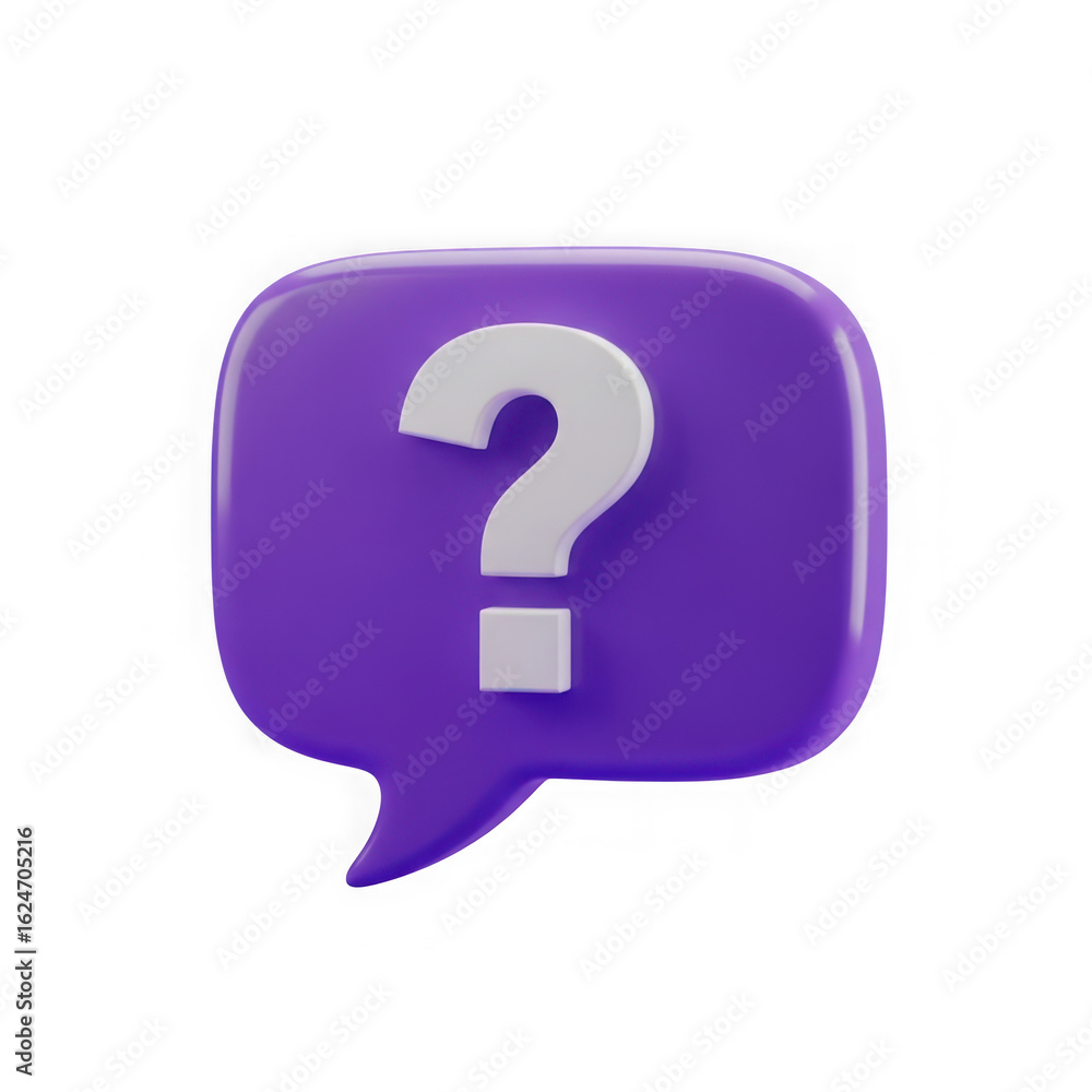 Purple speech bubble with a white question mark isolated on transparent background Purple speech bubble with a white question mark isolated on transparent background