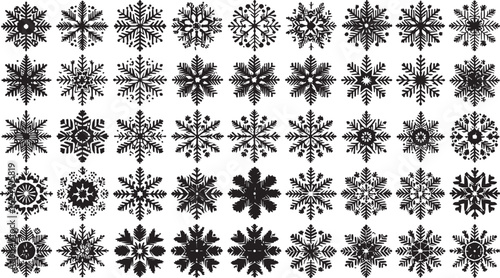 Seamless winter holiday pattern set with vintage floral damask and snowflake designs