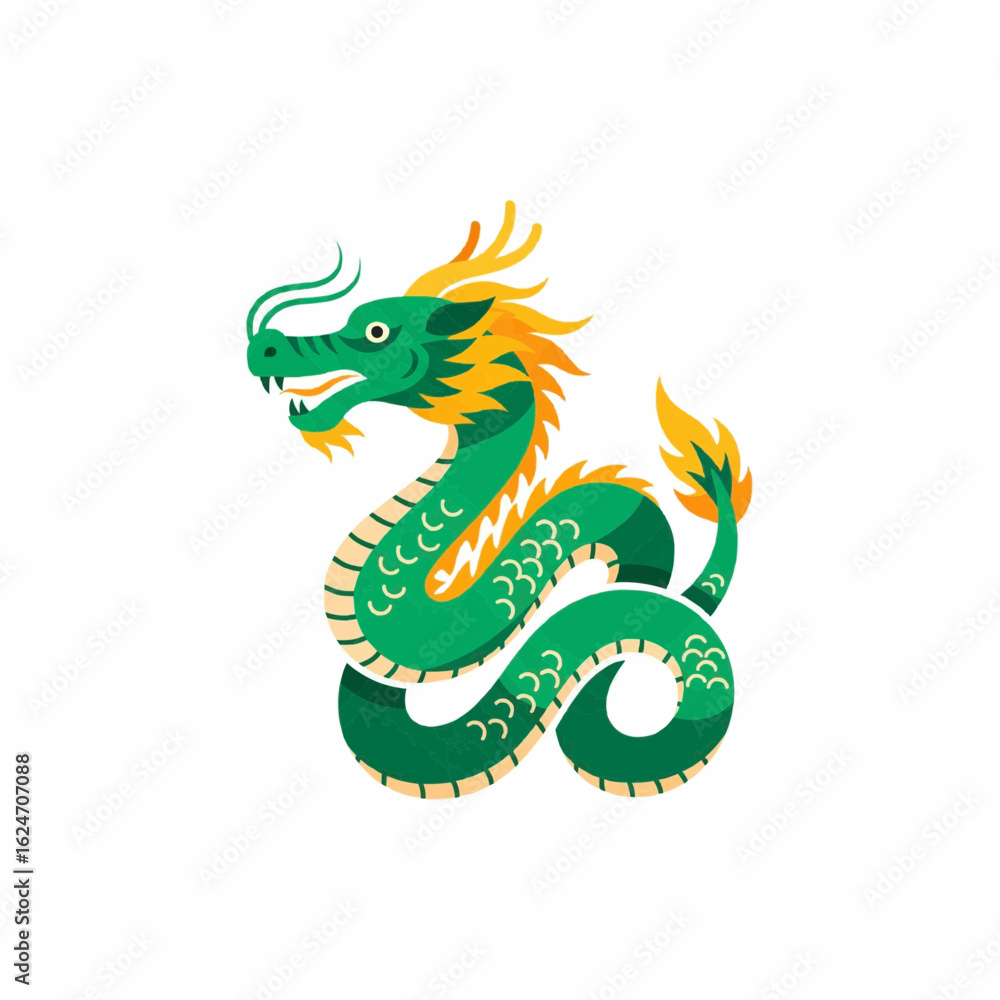 Fototapeta premium green dragon on white background