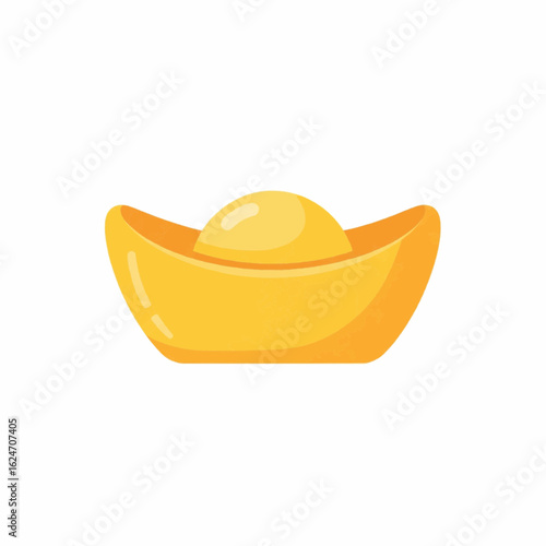 Gold Ingot Yuanbao Icon – Flat Color Vector