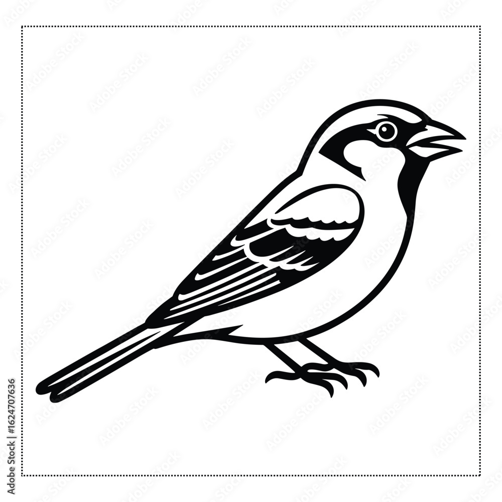 Fototapeta premium A Black color animal sparrow Bird Vector Art silhouette 