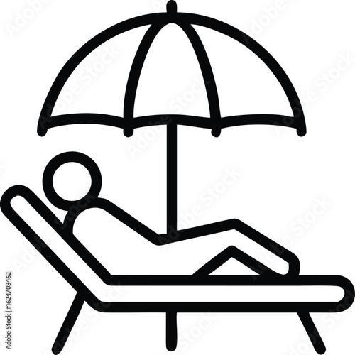 Serene sunbathing silhouette: a moment of tranquility under the parasol with the silhouette of a relaxed person enjoying the warm sun