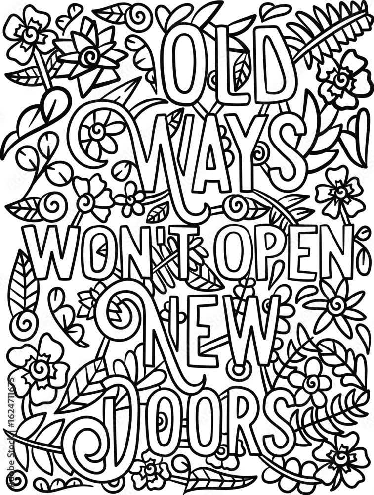 Fototapeta premium Coloring Book Kids Inspirational Coloring Page with Motivational Quote