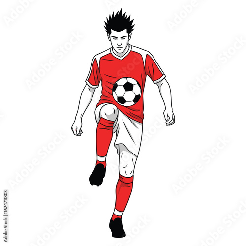Young soccer player controlling the ball illustration