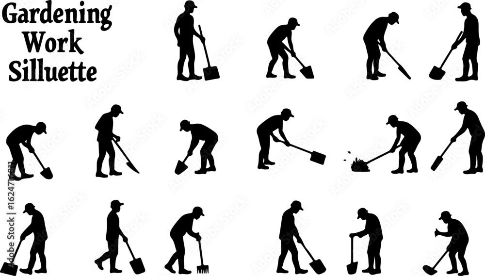 Obraz premium Silhouettes of People Walking and Biking