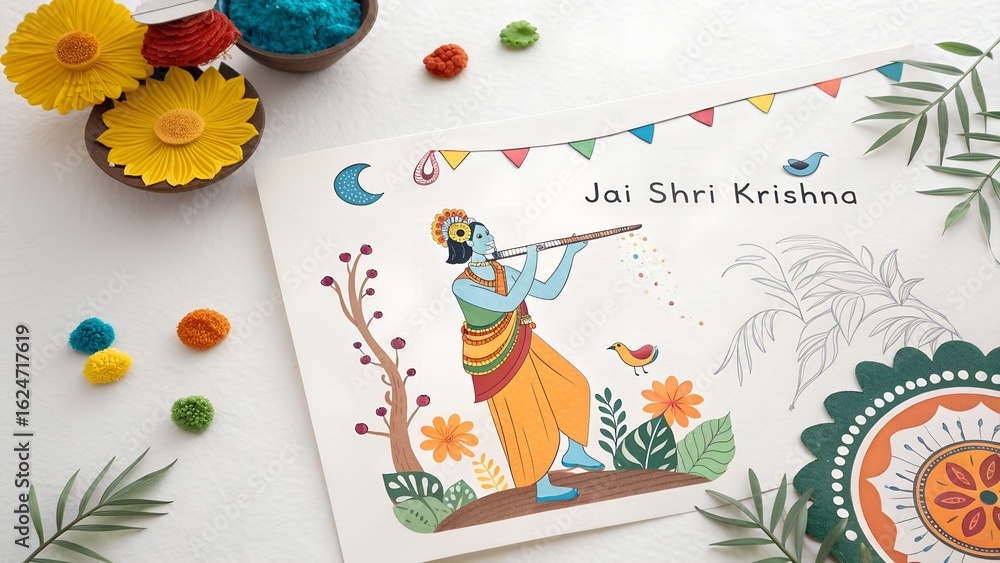 Obraz premium creative paper style on white indian traditional