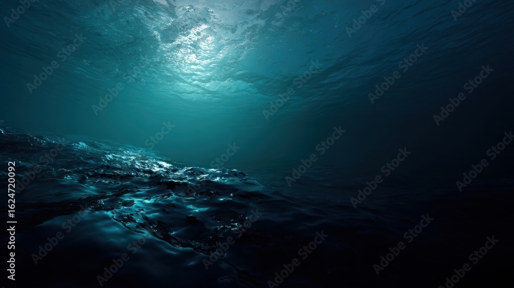 Obraz premium Deep Ocean View with Sunlight Reflection in Mysterious Waters