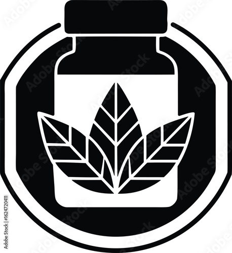 Herbal supplement vector icon.