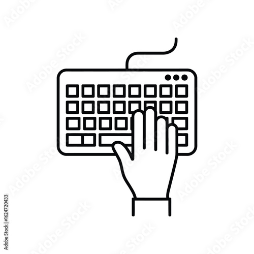 Hand typing on a computer keyboard icon