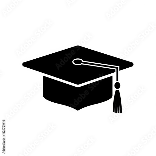 Graduation Cap Silhouette: A minimalist black silhouette of a graduation cap, perfect for academic and educational themes, capturing the essence of achievement.