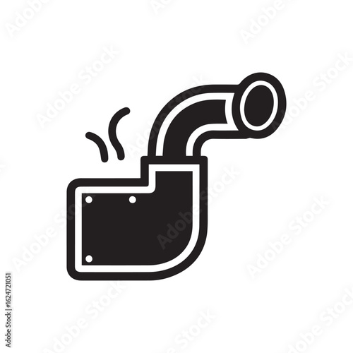Steam Pipe Plumbing System Silhouette Icon Design