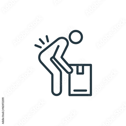 Icon of a person lifting a box with back pain