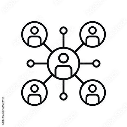 Network of people connected in a hub and spoke model