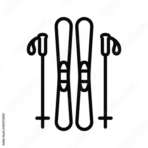 Ski and ski poles icon