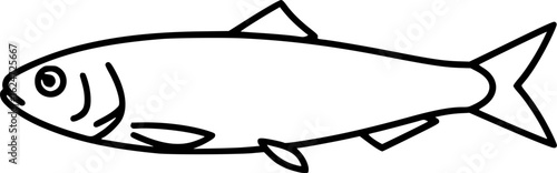 sardine silhouette line art vector illustration with a white background