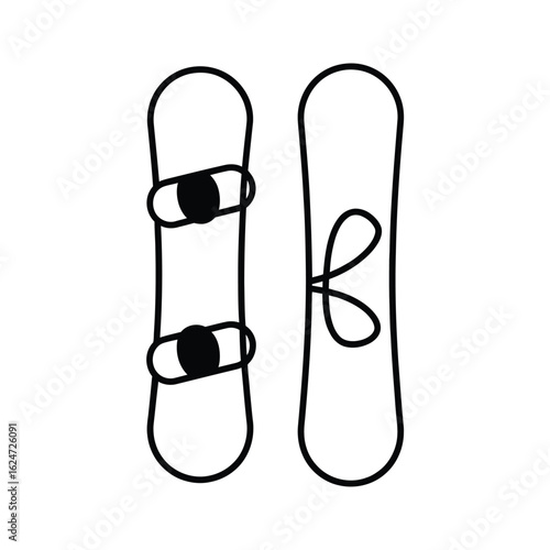 Simple line art of two snowboards side by side