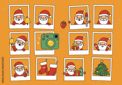 Festive Collection of Adorable Santa Claus Portraits and Winter Holiday Symbols Capturing the Joyful Spirit of Christmas Celebrations Worldwide