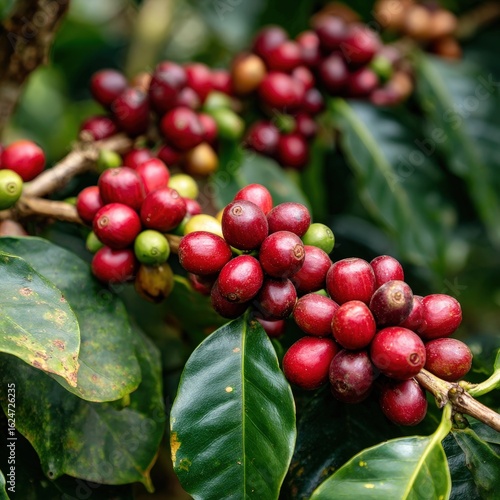 Wallpaper Mural Coffee cherries ripening on a tree in a lush tropical setting during the growing season Torontodigital.ca