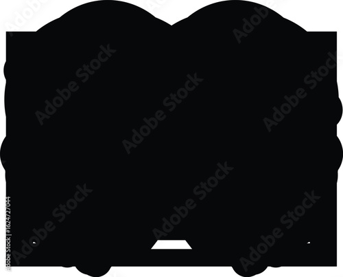 Coloring Book Silhouette of a comical bus featuring exaggerated cartoon eyes, set against a solid background design