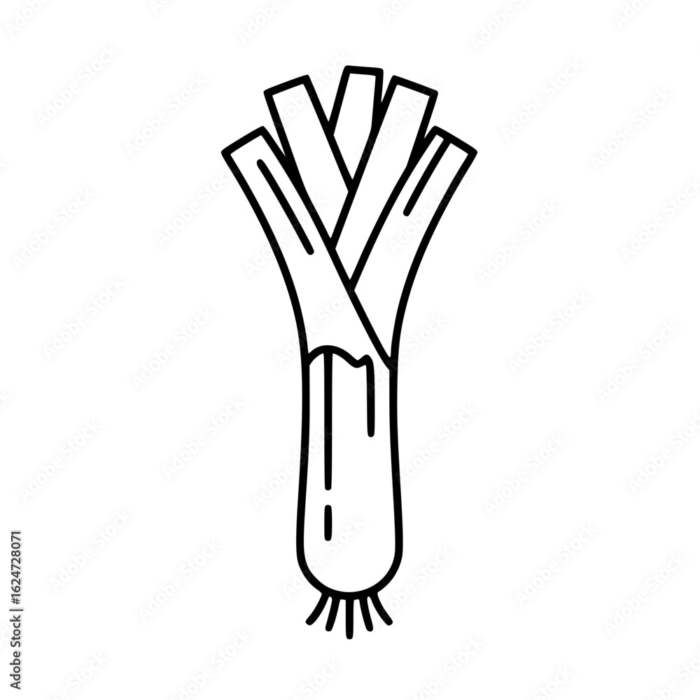 Fototapeta premium Leeks icon illustration in linear style