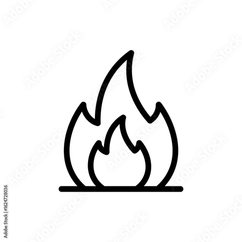 Thin Outline Icon of Luminous Flame Symbol