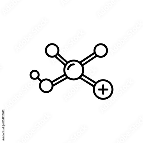 Molecule with Charge Icon in Minimal Line Style