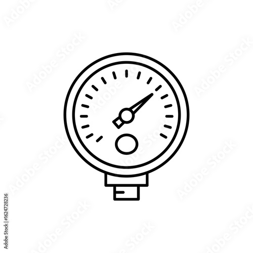 Pressure Gauge Outline Icon in Thin Linear Style