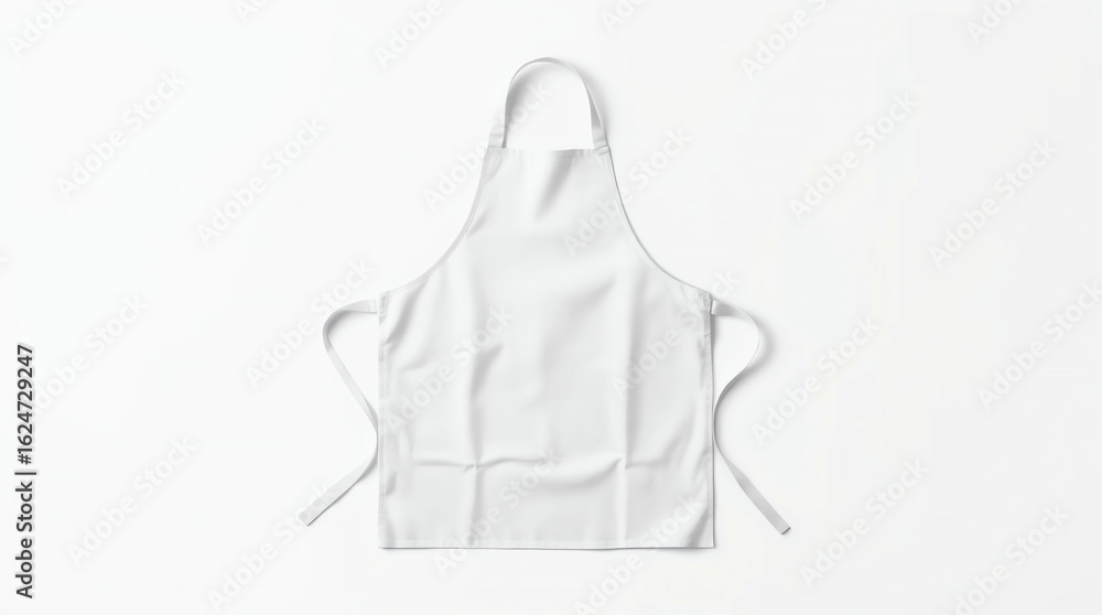 Fototapeta premium Blank white apron with strap mockup, top view 