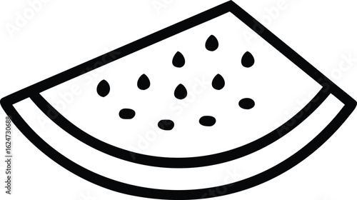 Watermelon Slice: A simple yet appealing illustration of a watermelon slice, showcasing its iconic shape and texture. 