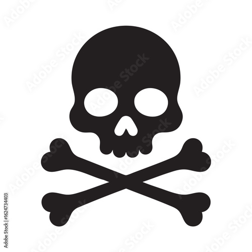 Black skull and crossbones symbol on white background vector