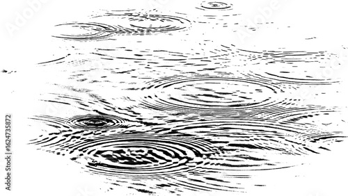 Ripple Effect Isolated Graphic Liquid Surface Art Rain Drops Graphic Black on transparent background