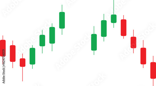 Green and red candlestick chart pattern for financial trading, showing market trend analysis and investment signals. Ideal for stock, crypto, and forex strategy or trading education visuals.
