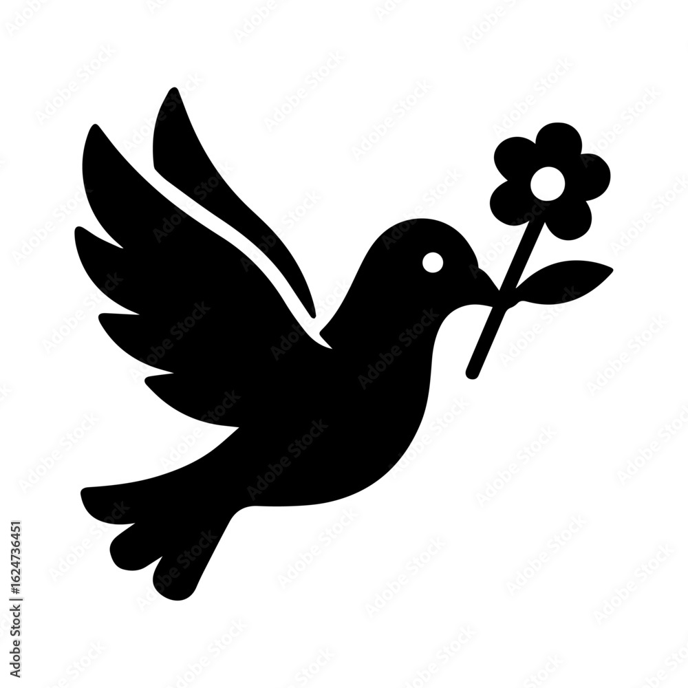 Obraz premium bird icon carrying flowers