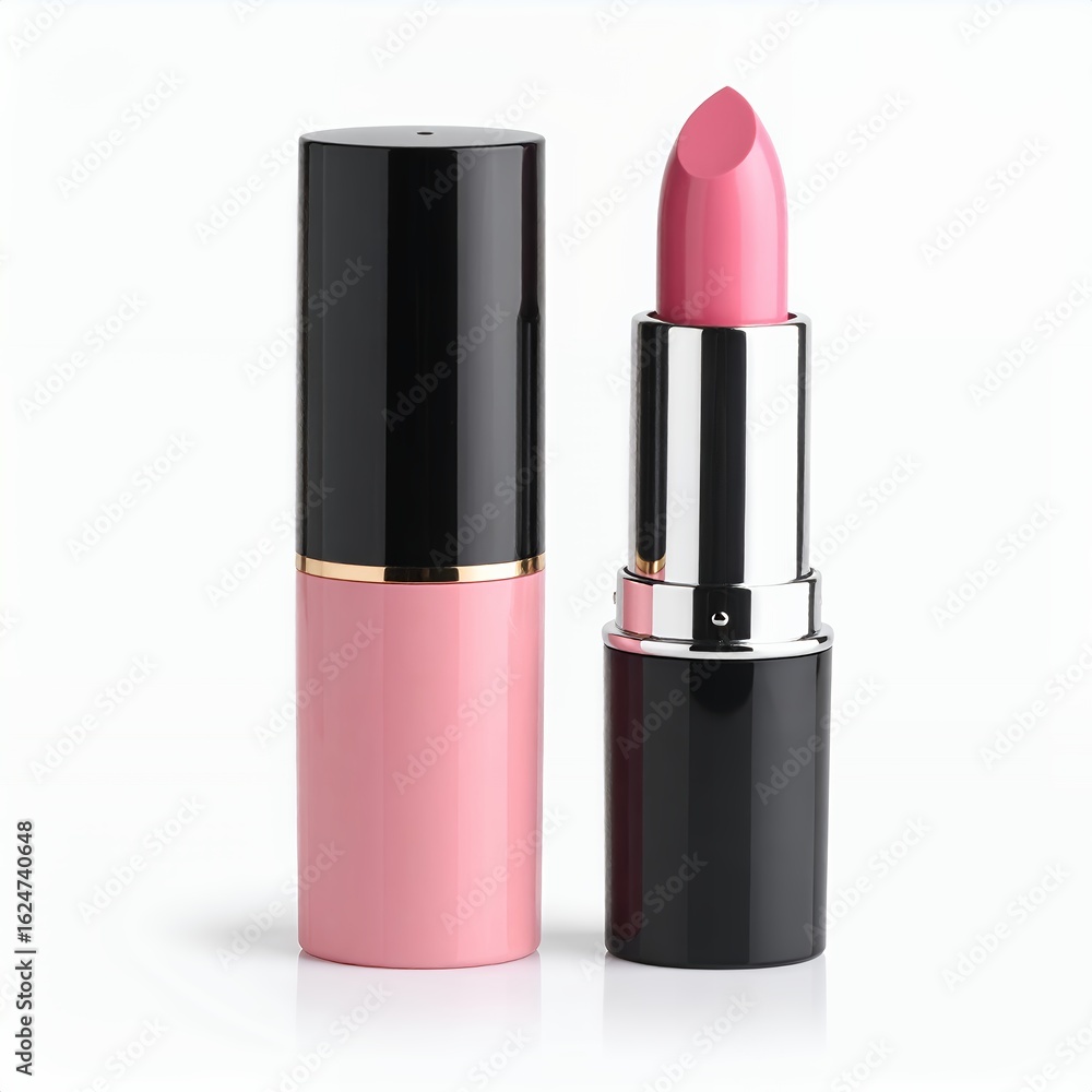 Fototapeta premium Elegant lipstick set featuring a luxurious design and attractive colors on white background