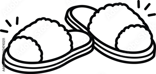 Vector art of pair of cozy slippers, a simple line art illustration of comfortable footwear for relaxing at home after a long day