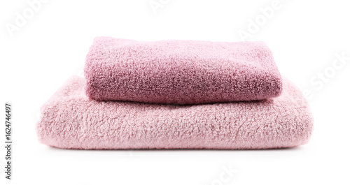 Stack of soft towels isolated on white