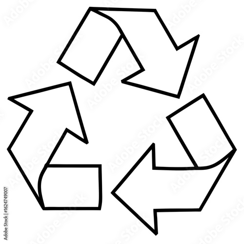 Minimalist Recycle Symbol Line Art Vector Icon – Eco-Friendly Design