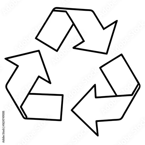 Minimalist Recycle Symbol Line Art Vector Icon – Eco-Friendly Design