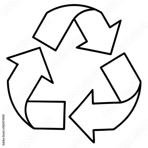 Minimalist Recycle Symbol Line Art Vector Icon – Eco-Friendly Design