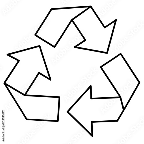 Minimalist Recycle Symbol Line Art Vector Icon – Eco-Friendly Design