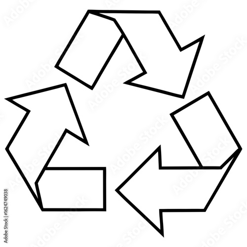 Minimalist Recycle Symbol Line Art Vector Icon – Eco-Friendly Design