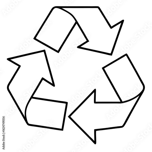 Minimalist Recycle Symbol Line Art Vector Icon – Eco-Friendly Design