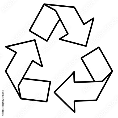 Minimalist Recycle Symbol Line Art Vector Icon – Eco-Friendly Design